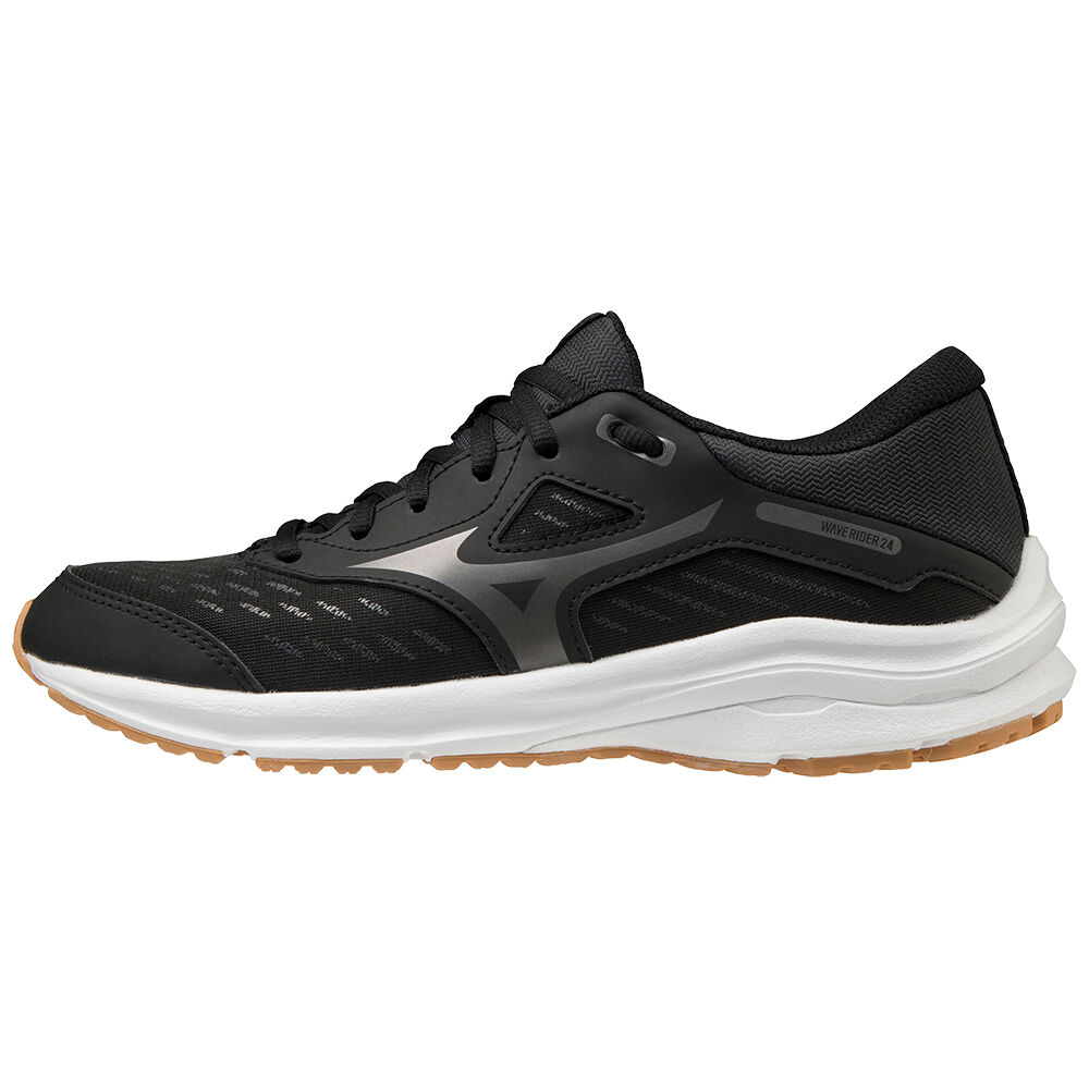 Panske Bezecke Topanky Mizuno Wave Rider 24 Čierne/Siva Vypredaj VRLH91403